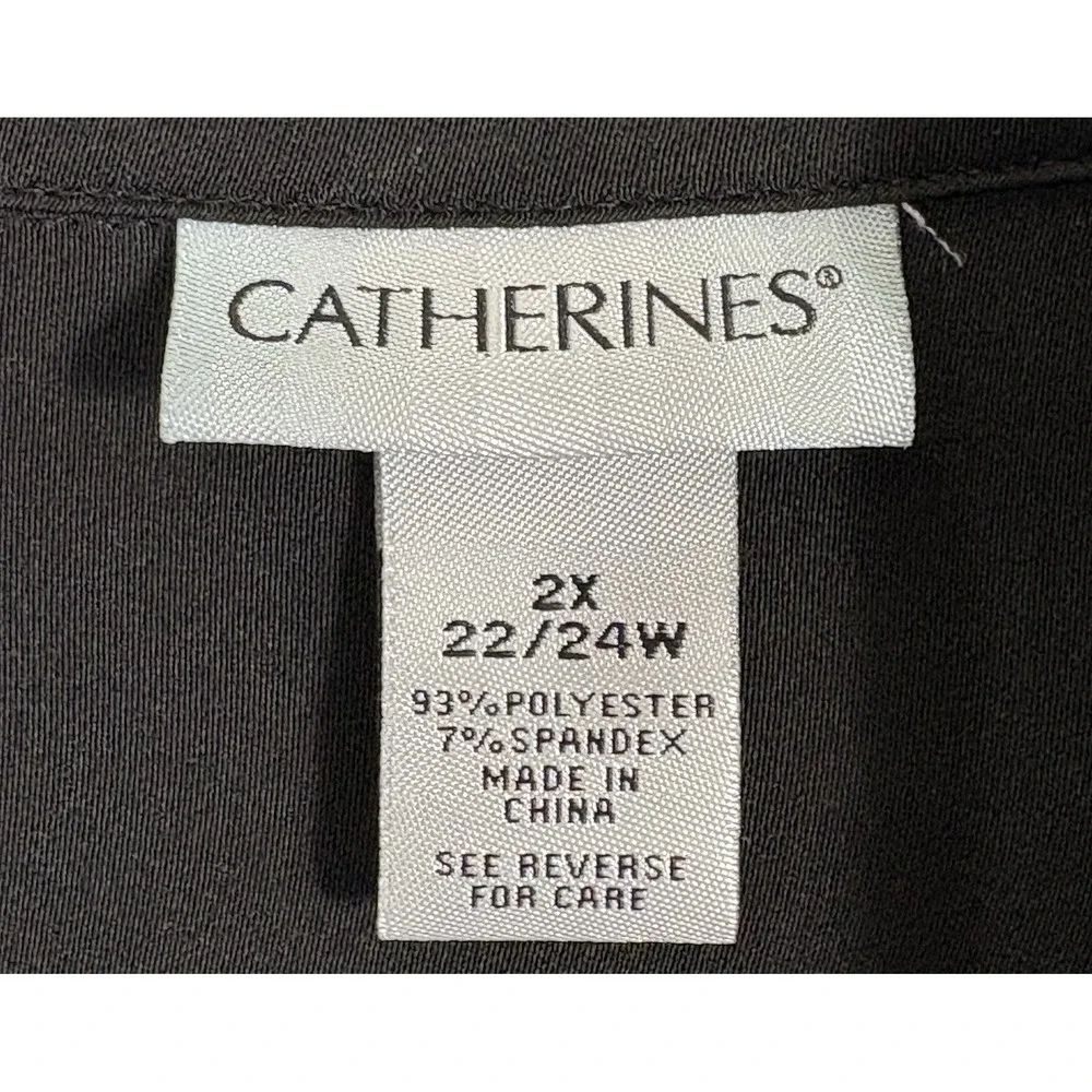 CATHERINES Women Waterfall Open Front Top Coat Sz 2X Black Casual Feminine 30-10
